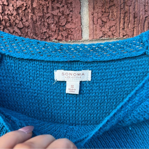 Sonoma Teal Blue Knitted Boat Neck Sweater - Picture 3 of 3